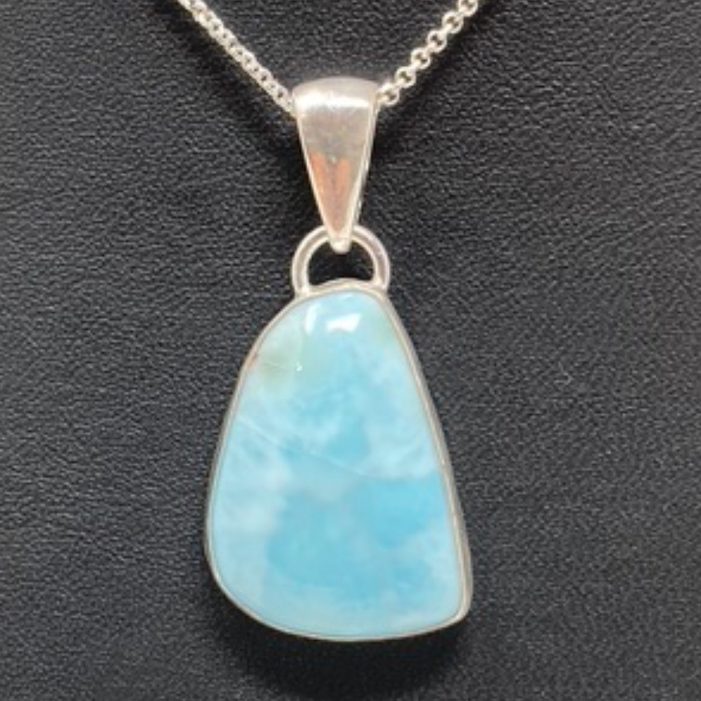 Handmade Larimar and Silver Pendant